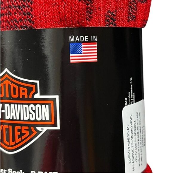 Harley-Davidson Black and Red Buffalo Plaid Socks, Size Medium, NWT - Picture 3 of 8